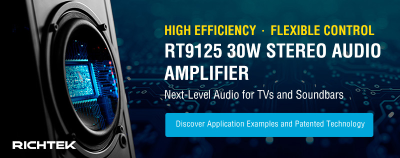 Next-Level Audio for TVs & Soundbars — RT9125 Stereo 30W Audio Amplifier
